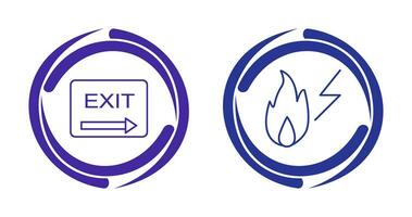 exit and electricity fire Icon vector