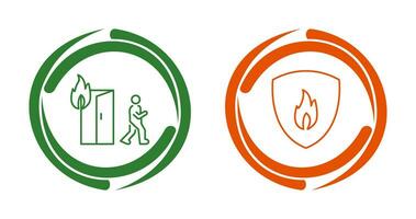 running from fire and fire shield  Icon vector