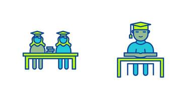 Combined Study and Studying on Desk Icon vector