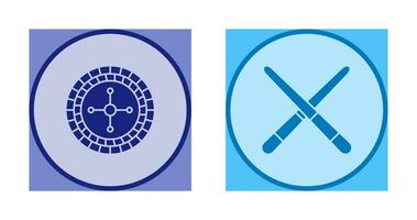 roulette and Pool cue  Icon vector