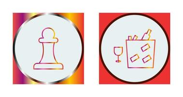 pawn and wine bottle in ice  Icon vector