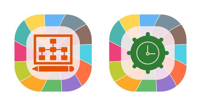 dibujar jerarquía y hora ajuste icono vector