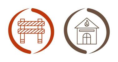 barrier and house on fire Icon vector