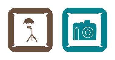 umbrella stand and dslr camera Icon vector