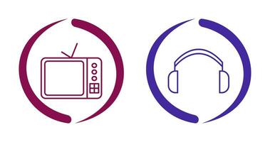 televisión conjunto y auriculares icono vector