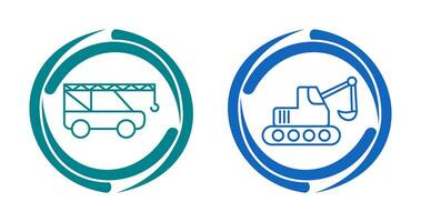 Crane and Escavator Icon vector