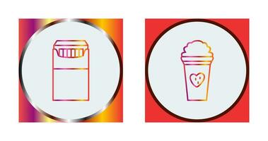 packet of cigarettes and stawberry milkshake Icon vector