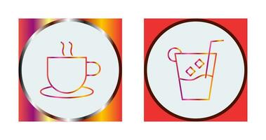 hot coffee and whiskey sour Icon vector