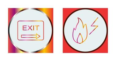 exit and electricity fire Icon vector