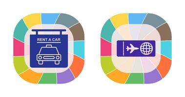 Rent a car and Plane tickets  Icon vector