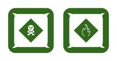 poisonous gas and Danger of flame  Icon vector