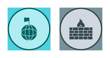 global signal and firewall Icon vector