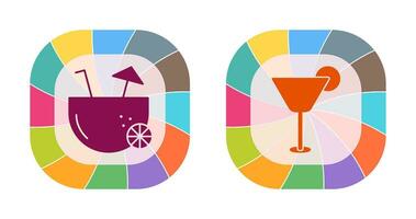 coconut drink and cocktail drink  Icon vector