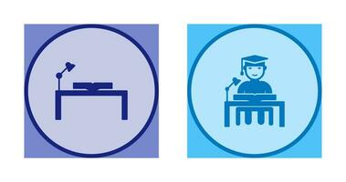 study desk and studying on desk  Icon vector