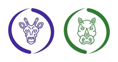 Giraffe and Rhino Icon vector