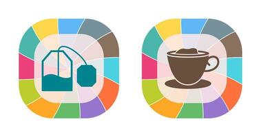 tea bag and creamy coffee  Icon vector