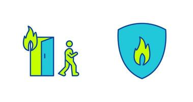 running from fire and fire shield  Icon vector