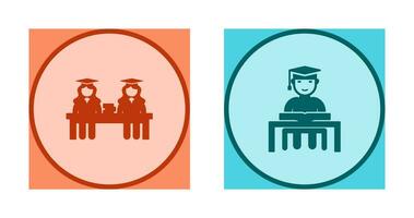 Combined Study and Studying on Desk Icon vector