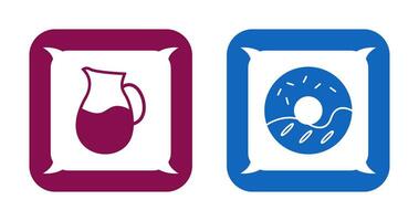 milk jug and cream doughnut  Icon vector