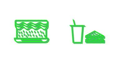 cream cake and lunch bistro Icon vector