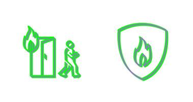 running from fire and fire shield  Icon vector