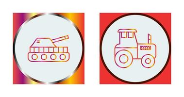 tanque y tractor icono vector