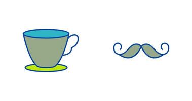 té taza y Bigote icono vector