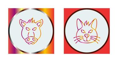 Pig and Cat Icon vector