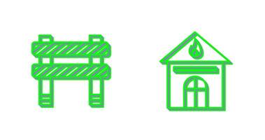 barrier and house on fire Icon vector