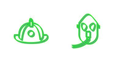 firefighter hat and Oxygen mask Icon vector