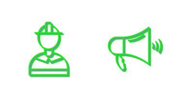 firefighter and megaphone  Icon vector