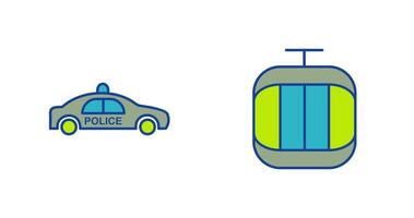 Police Car and Cable Car Icon vector