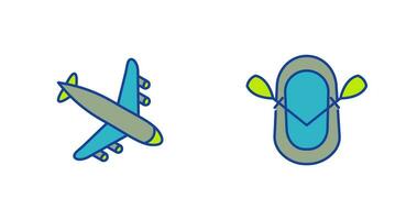 Landing Airplane and Dinghy Icon vector