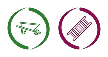 Wheelbarrow and ladder Icon vector