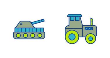 tanque y tractor icono vector