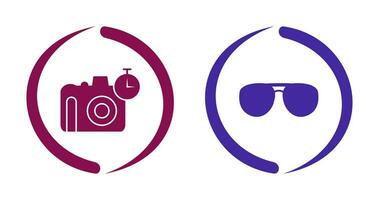 glasses and timer on camera Icon vector