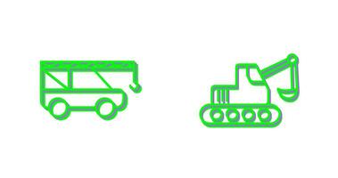 Crane and Escavator Icon vector