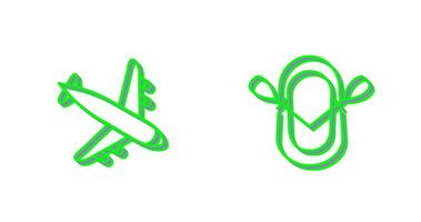 Landing Airplane and Dinghy Icon vector