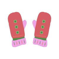 miKnitted mittens. Icon of mittens symbol of winter, Christmas holidays and the new year. Vector flat vector, cartoon