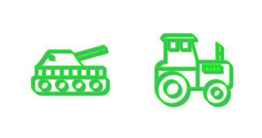 tanque y tractor icono vector