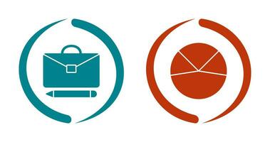 briefcase and pie chart analysis Icon vector