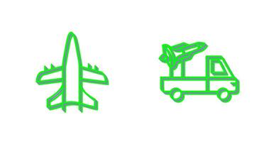 Military Plane and Missile Icon vector