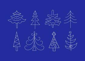 Set of Christmas trees in doodle style. Icons. New Year vector illustration, isolated background.