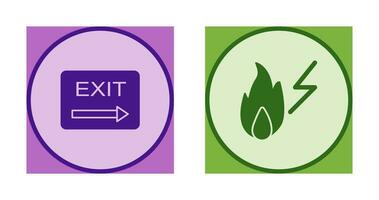 exit and electricity fire Icon vector