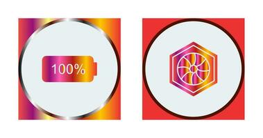 full battery and hexagonal diaphram Icon vector