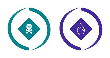 poisonous gas and Danger of flame  Icon vector