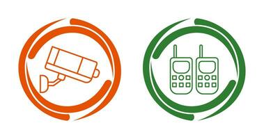 CCTV Camera and Walkie Talkie Icon vector