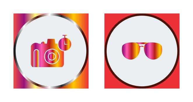 glasses and timer on camera Icon vector