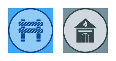 barrier and house on fire Icon vector