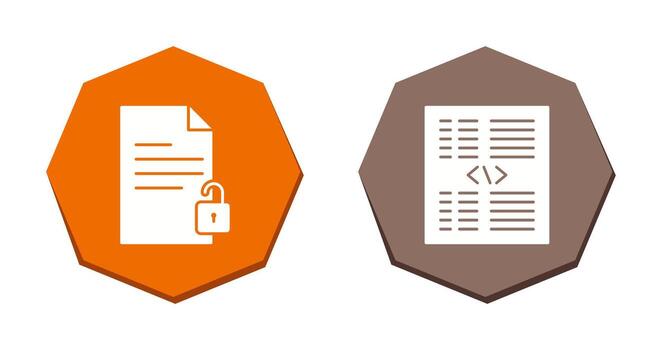 unlock document and piece of code Icon vector